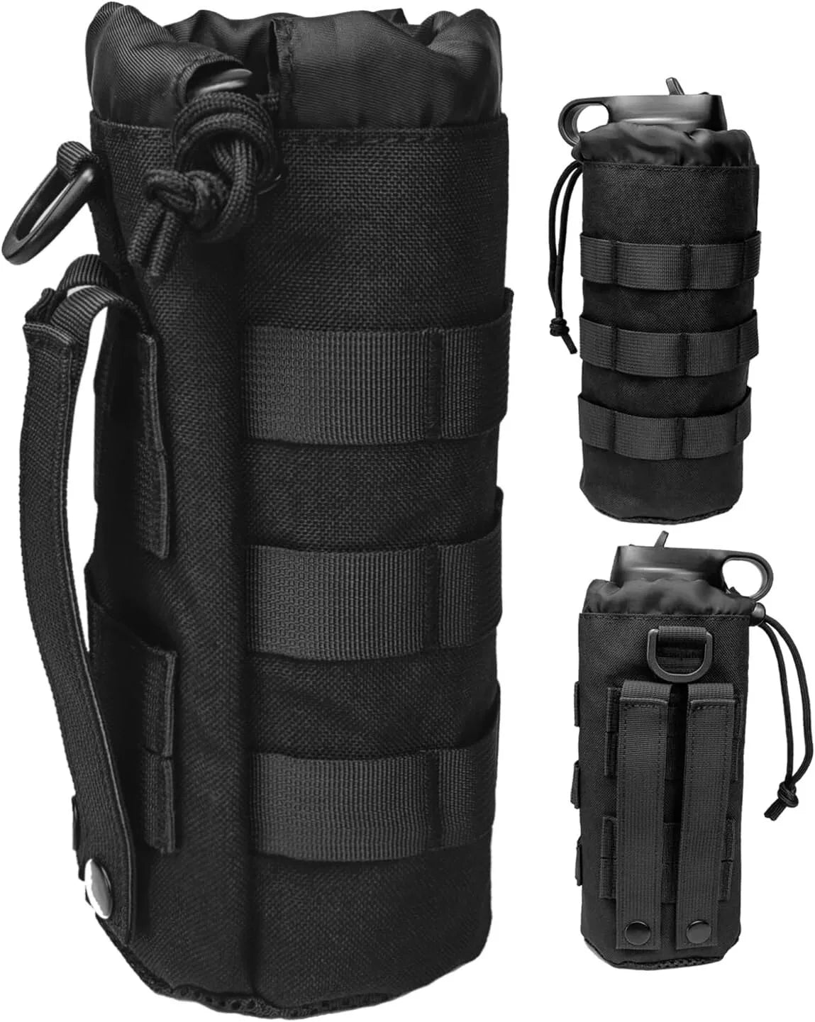 Molle Water Bottle Pouch Tactical Backpack Accessory Drawstring Mesh Bottom