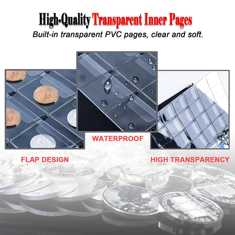 Coin binder Album for coins collection medallions badgesCoin album Replaceable Loose leaf collect Book