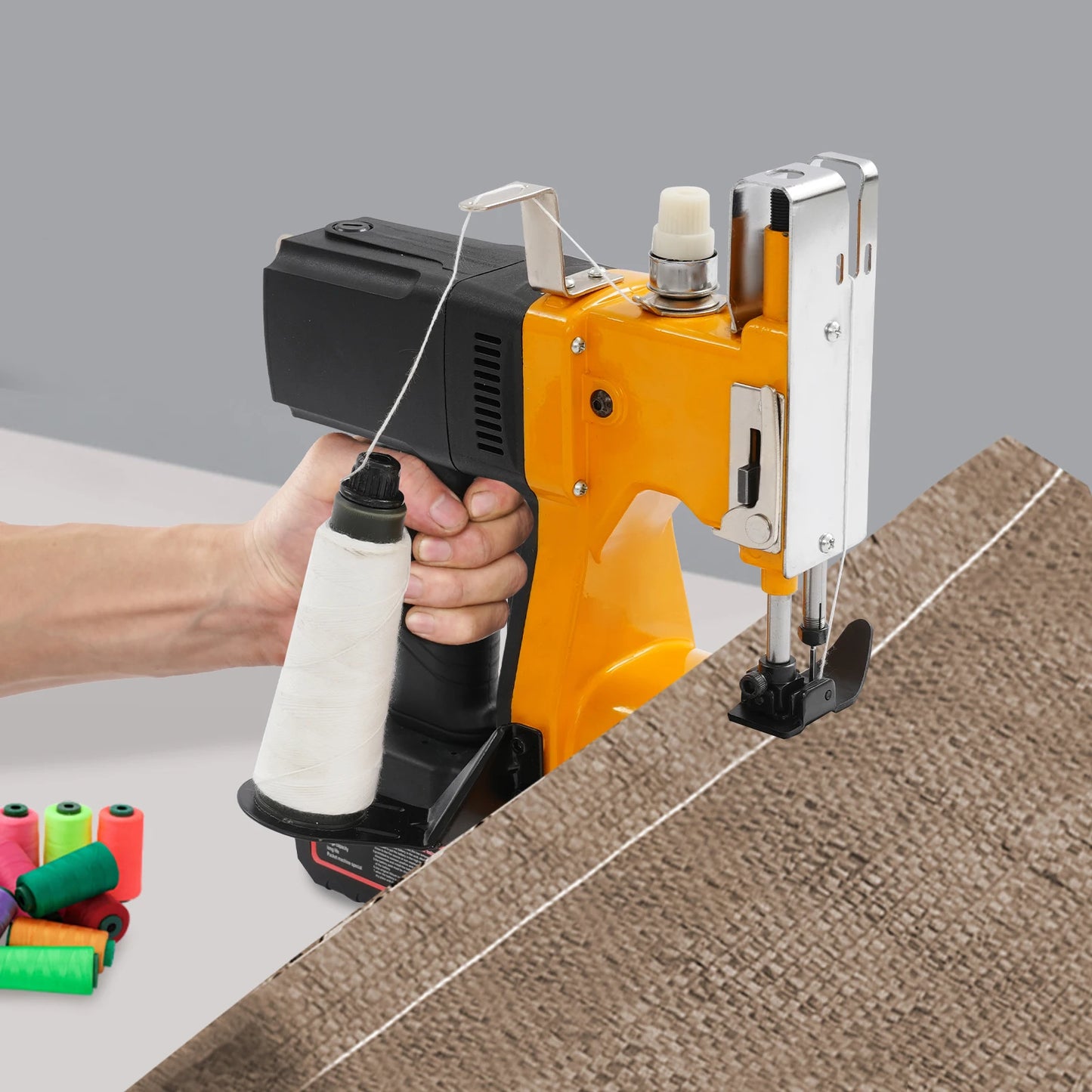 36v Battery Cordless Bag Sewing Machine, 210w Electric Sack Sealer, 1500-1700 Stitches Cordless Bag Sewing Machine, Portable Industrial Stitching Tool , Handheld Package Stitching Machine, Single Chain Stitch Seaming Device,