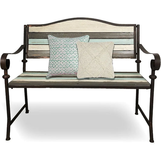 Durable Wrought Iron Patio Bench For Outdoor Garden And Porch Seating