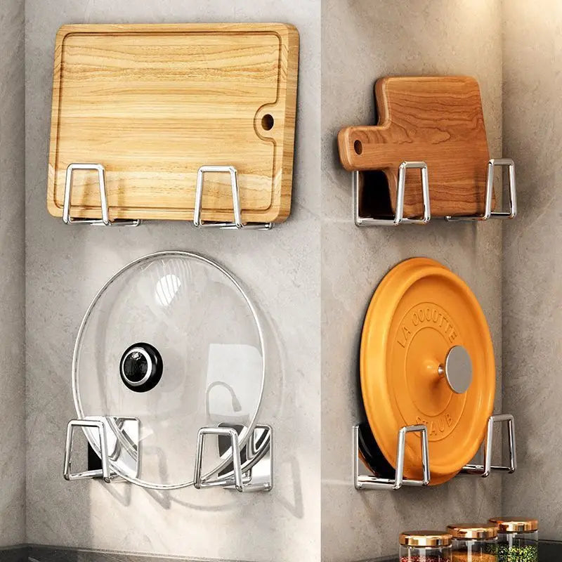 Stainless Steel Wall Mounted Storage Rack For Pots And Covers