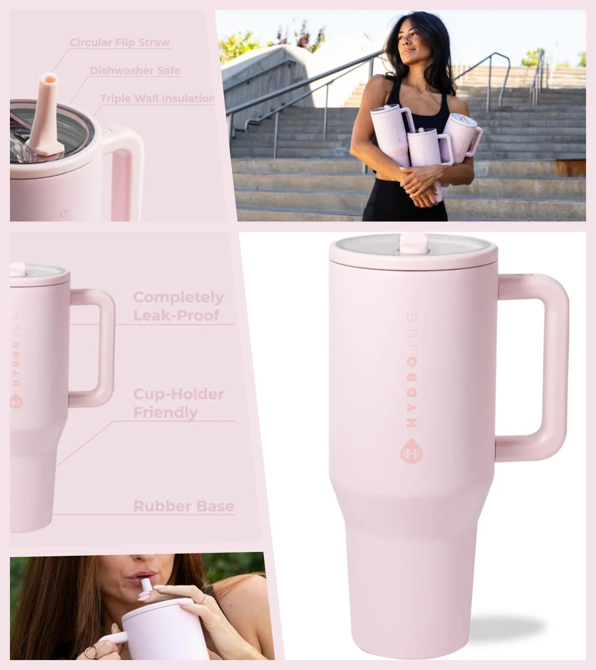 Insulated Stainless Steel Travel Water Bottle With Flip Straw And Handle