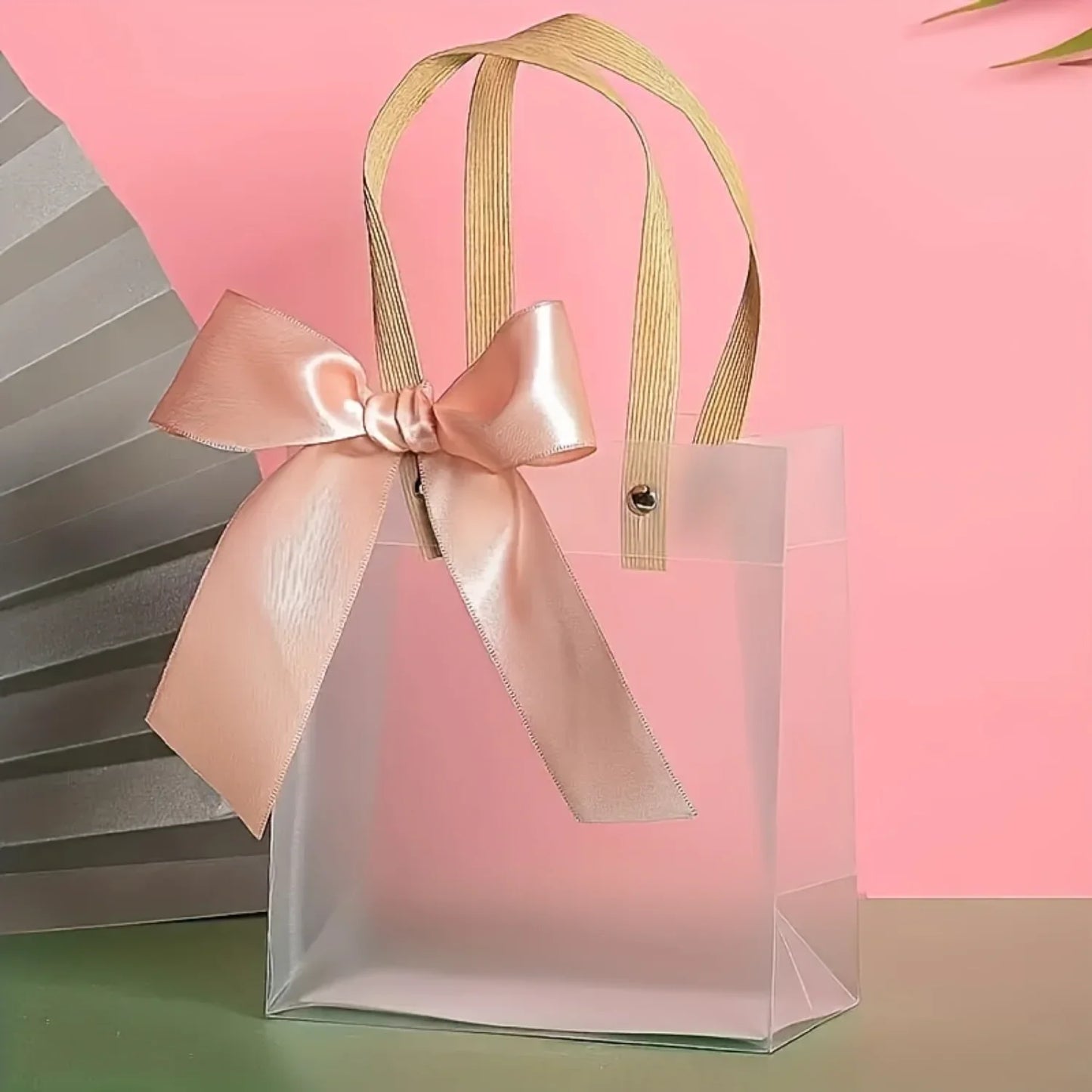 10 Piece Elegant Transparent PVC Gift Bags With Ribbon Bows For Weddings Birthdays And Holiday Parties