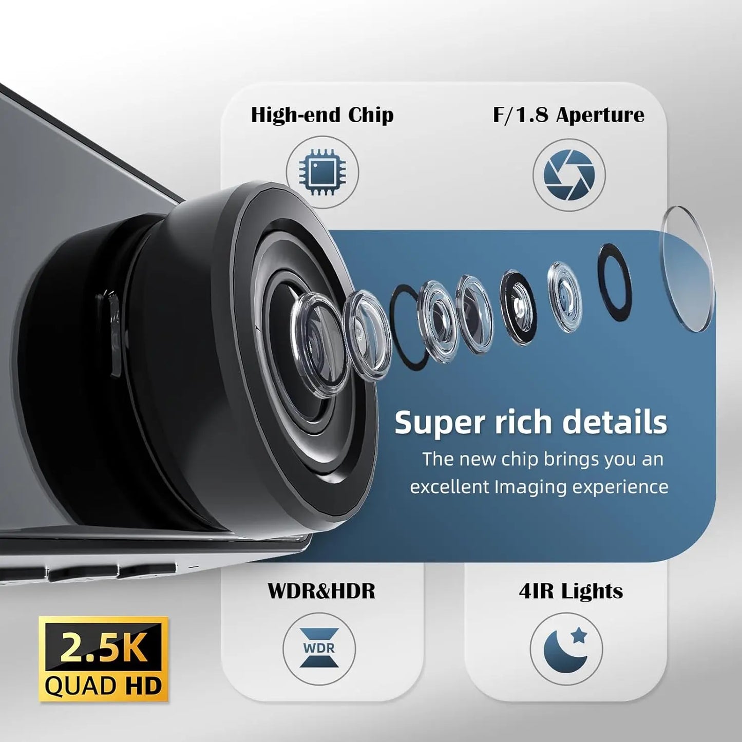 Kankeirr 3 Channel 2.5K Dash Cam With 360 Night Vision