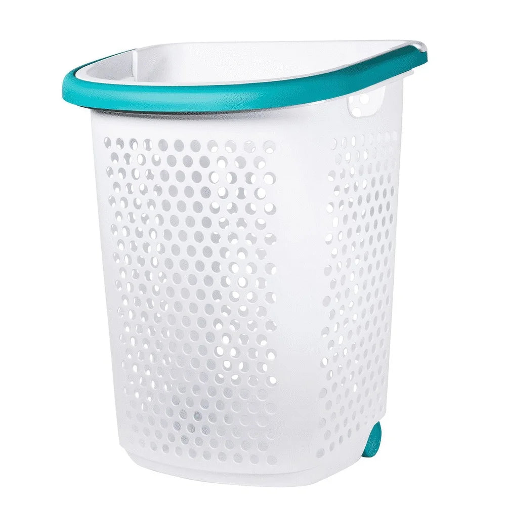 Rolling Laundry Hamper With Pop Up Handle Large Capacity Plastic Storage Basket For Home College Tween And Adult Use