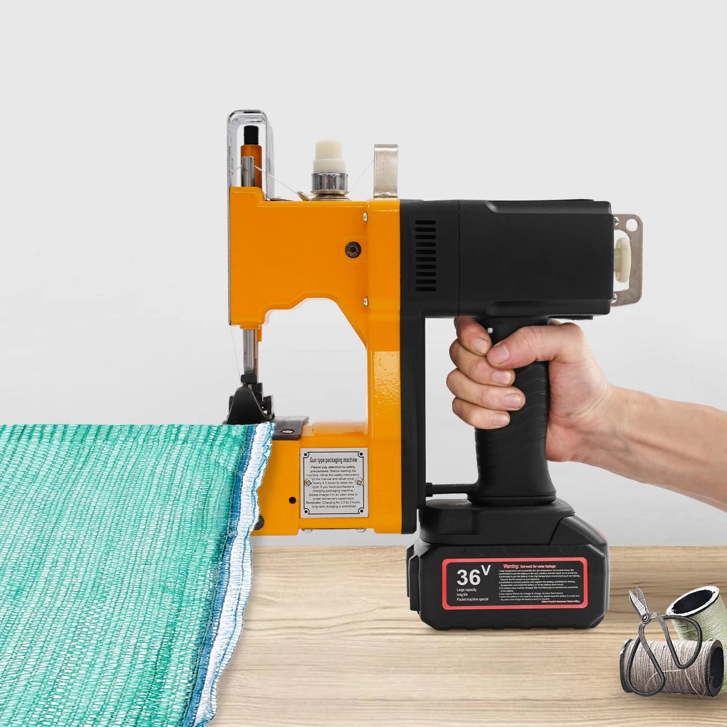36v Battery Cordless Bag Sewing Machine, 210w Electric Sack Sealer, 1500-1700 Stitches Cordless Bag Sewing Machine, Portable Industrial Stitching Tool , Handheld Package Stitching Machine, Single Chain Stitch Seaming Device,