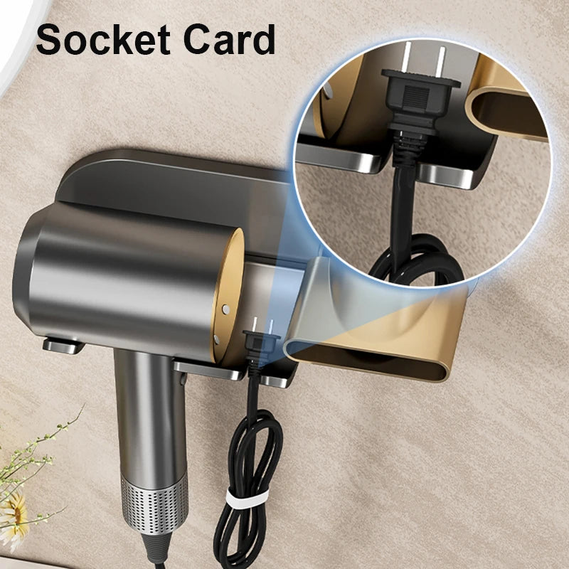 Magnetic Holder for Hair Dryer Nozzles - Drill-Free Plastic Mount, Universal Fit for Dyson/Leihen, Gray/White