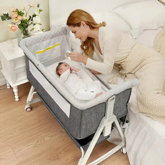 Three In One Bedside Baby Bassinet On Wheels Portable Crib