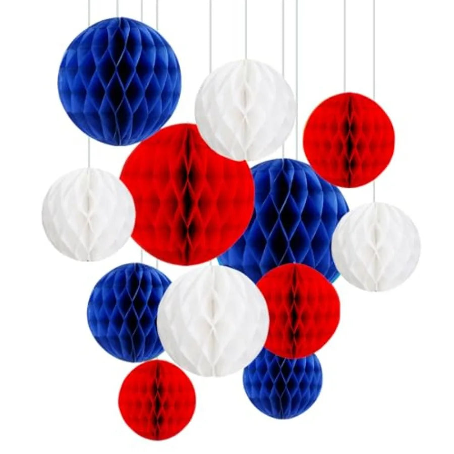 12Pcs 6" 10" Honeycomb Balls Decorations Hanging Tissue Paper Pom Poms for Birthday Wedding Party Decorations, Home Decor