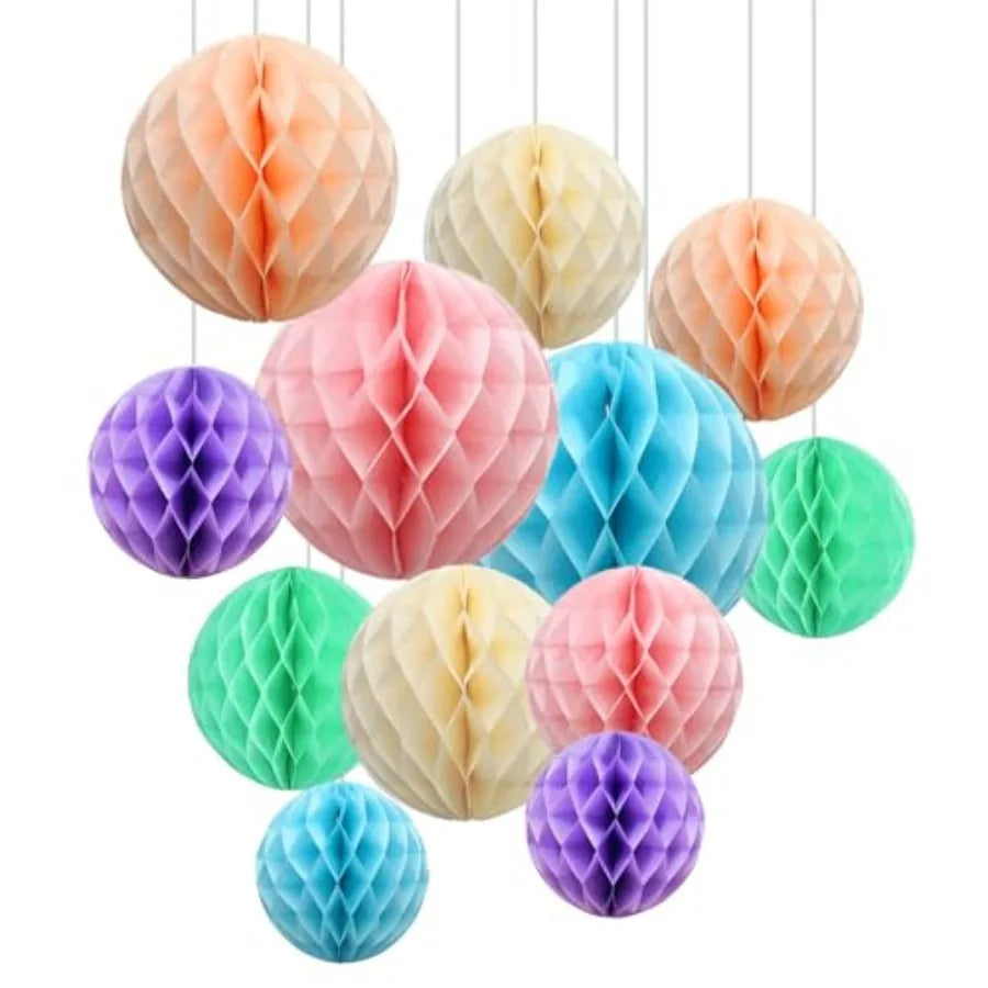 12Pcs 6" 10" Honeycomb Balls Decorations Hanging Tissue Paper Pom Poms for Birthday Wedding Party Decorations, Home Decor