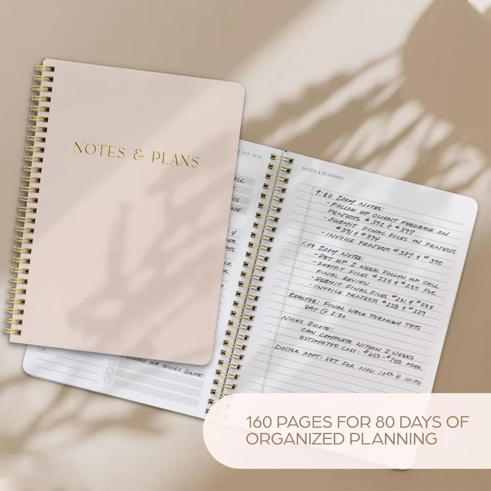 Daily Planner & Notebook with Hourly Schedule, Aesthetic Spiral To-Do List Notepad for Organizing Tasks, Stylish School Office Supplies