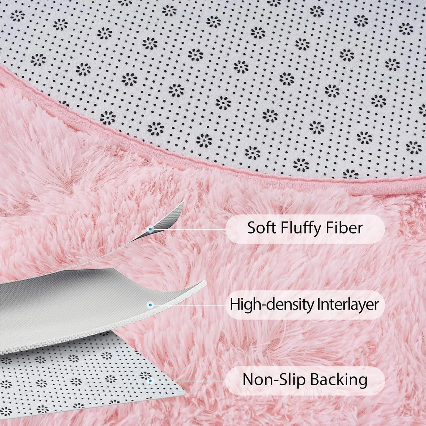 Oval Fluffy Ultra Soft Shag Area Rug for Bedroom Nursery