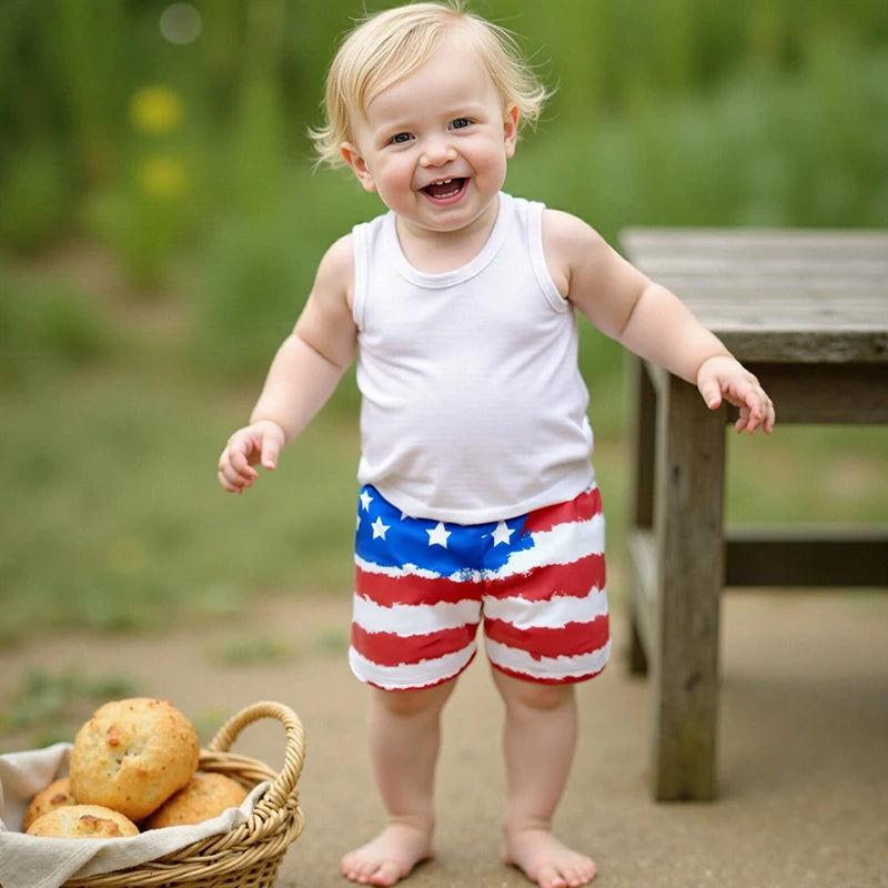 Independence Day Boys Swim Trunks Stars and Stripes