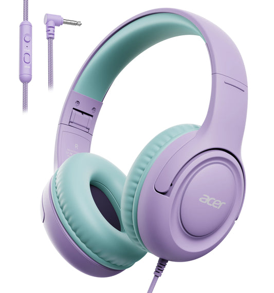 Acer Kids Headphones Wired School 85 To 94 dB Volume Limiter Foldable Stereo Headset For Kids Tablet iPad PC