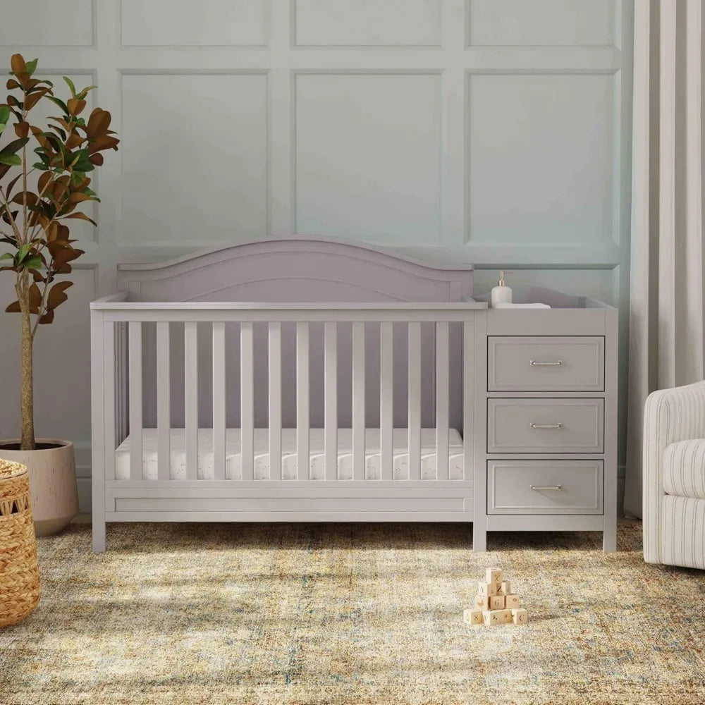 XMSJ 4 In 1 Convertible Baby Crib With Changing Table
