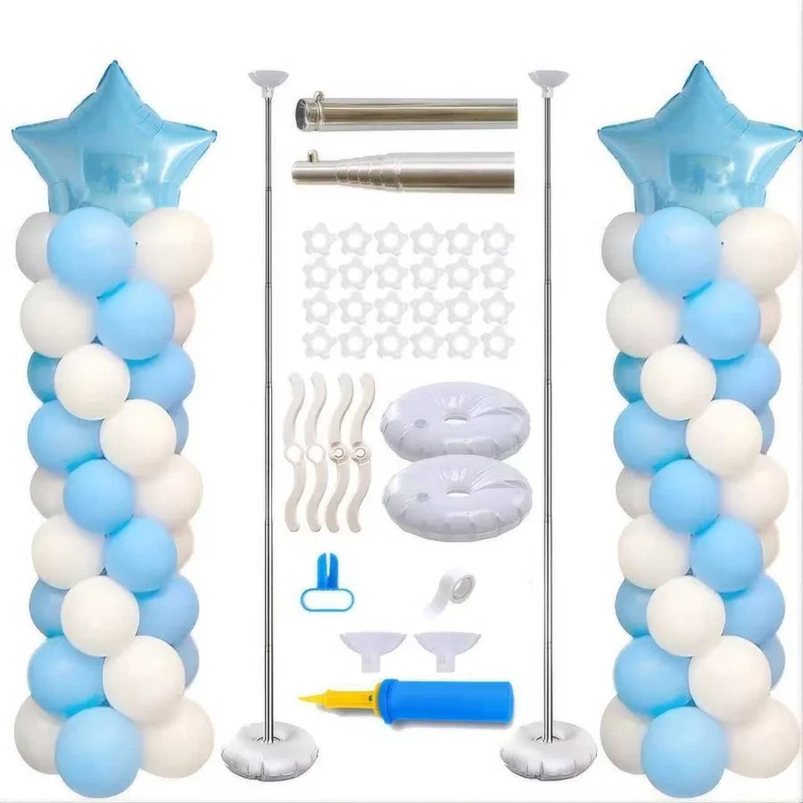Cross-border small volume telescopic rod set balloon bracket 2m stainless steel telescopic rod upright balloon party decoration