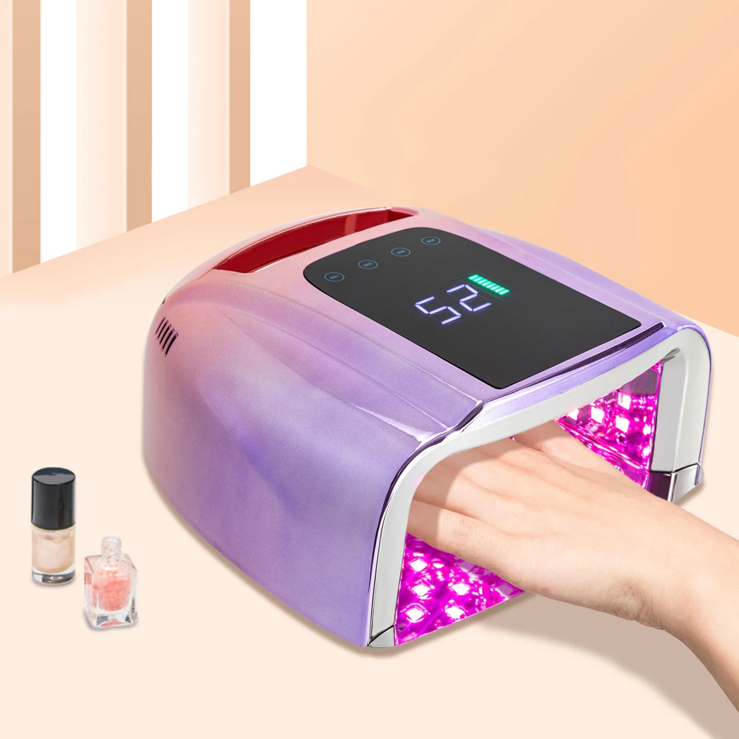Bymaocar Nail Dryer 96W UV LED Lamp Portable Cordless Gel