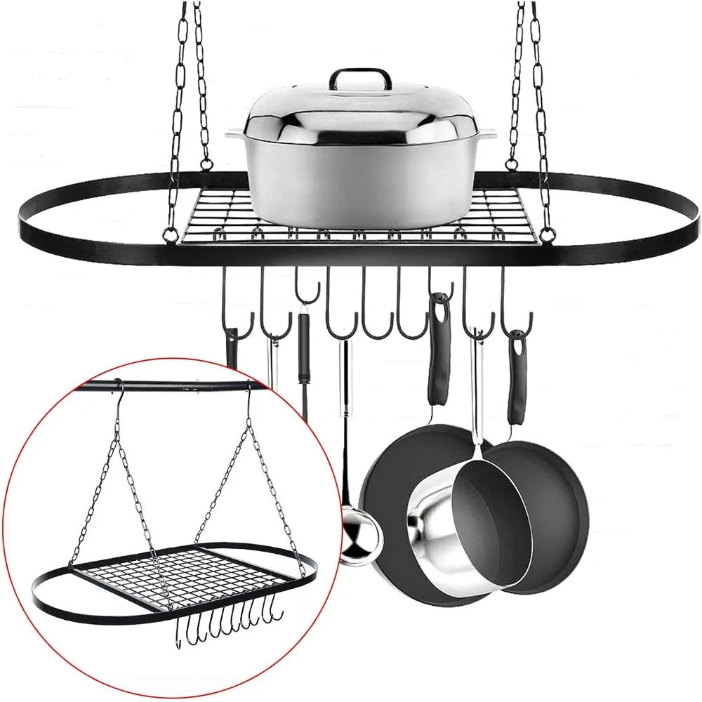 Bymaocar Decorative Wall Mounted Pot Pan Rack With Hooks