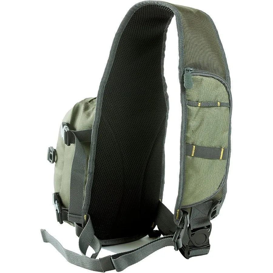 Cedar Creek Fly Fishing Sling Pack Fits up to 4 Tackle Fly Boxes and Other Accessories Gray Lime and Olive Green