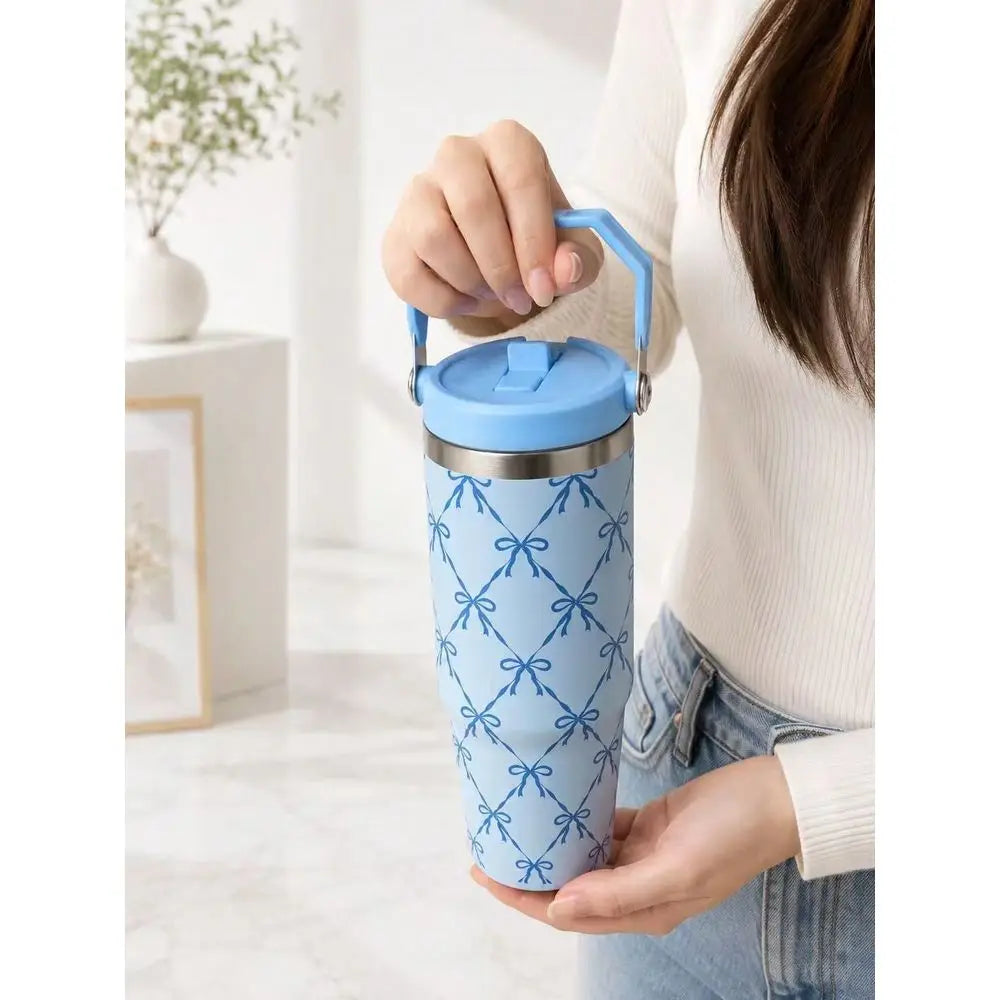 Stainless Steel Vacuum Insulated Tumbler With Handle And Straw