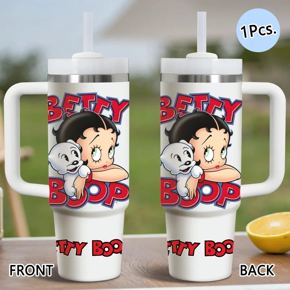 Betty Boop Stainless Steel Vacuum Insulated Travel Tumbler With Straw