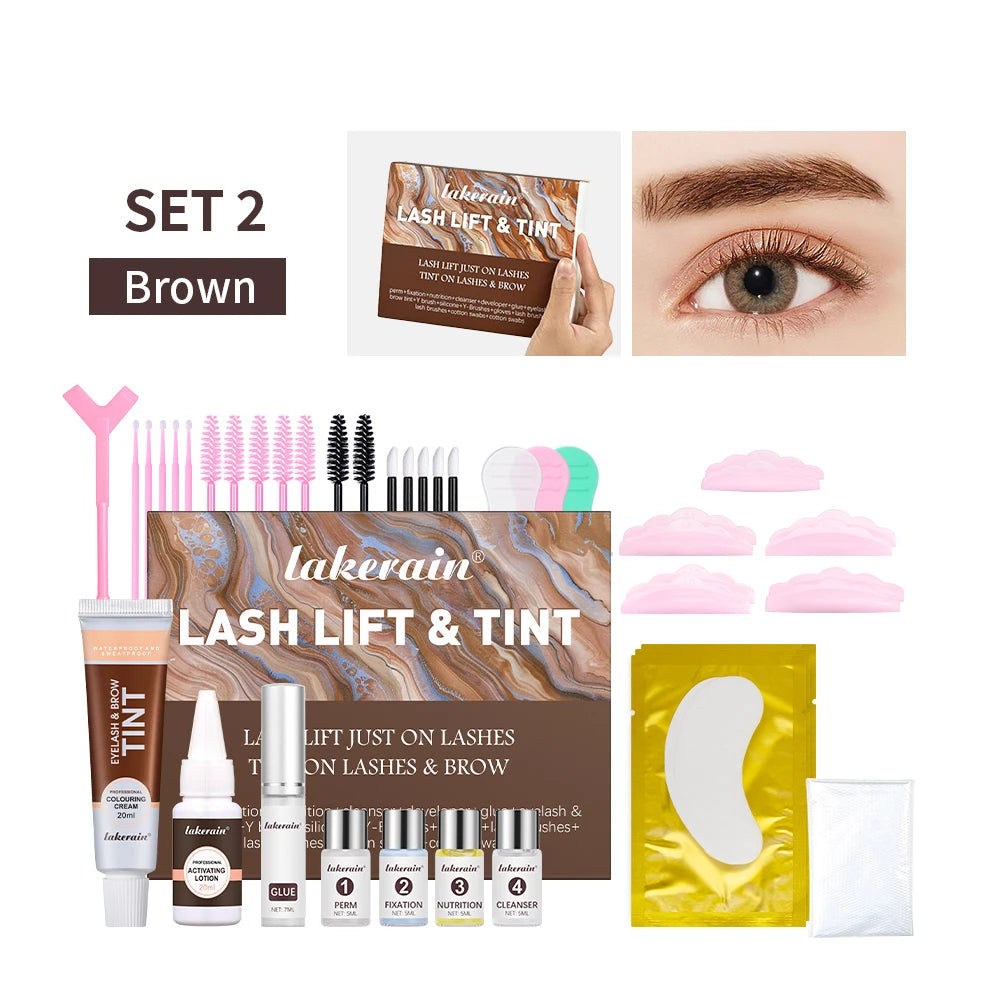 Professional Eyelash Perm & Tint Kit Black Brown Eyebrow Lamination Lash Lifting Curling Set Home Salon DIY Beauty Makeup Tools Pro