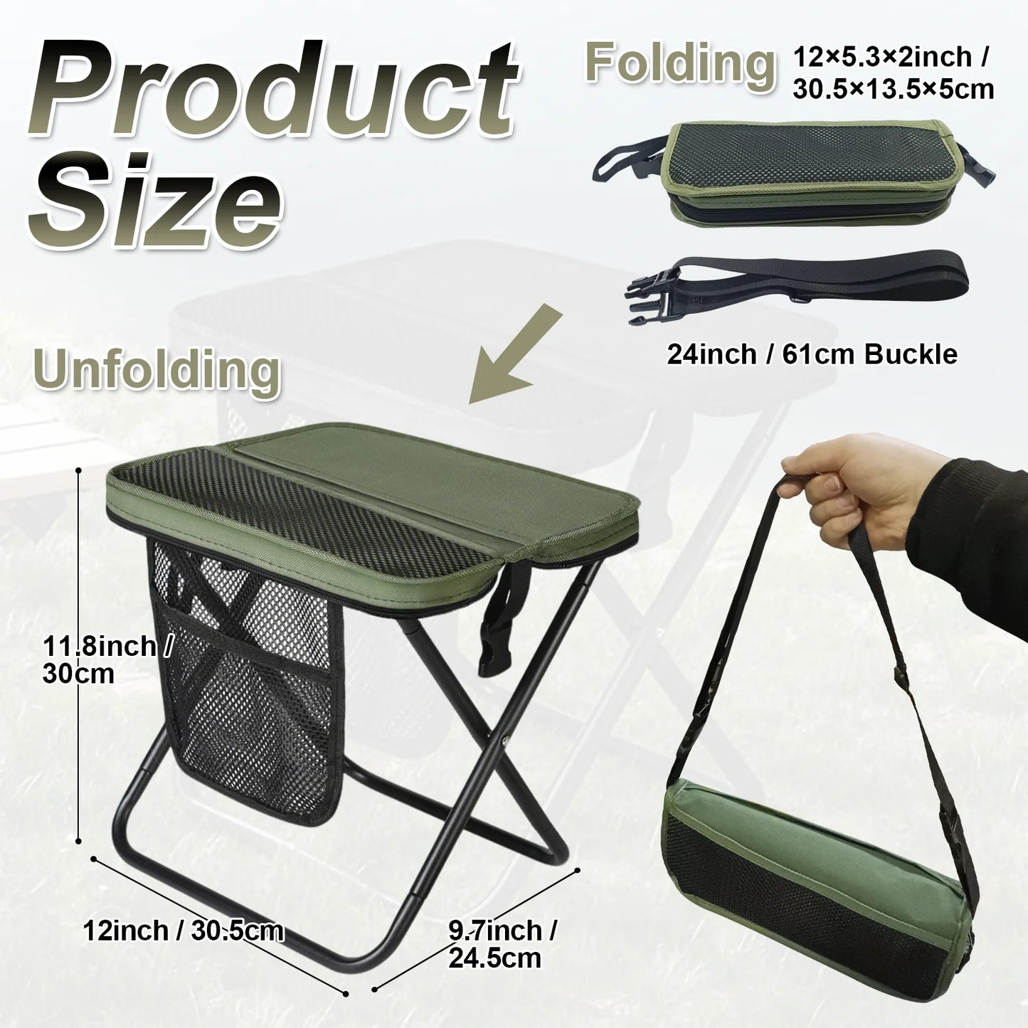 2026 New Foldable Backpack Stool for Adults, Portable Camping Stool with Sling Bag, 300lbs Capacity for Camping, Hiking, Picnic
