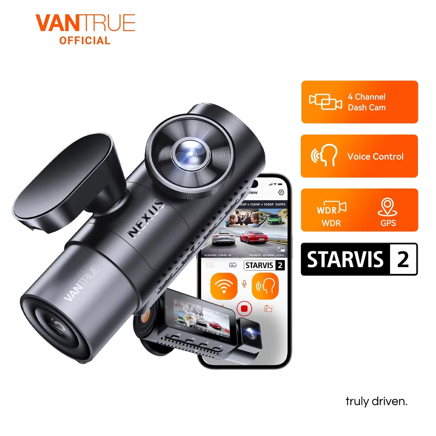 Vantrue N5 Dash Cam 4 Channel WiFi 360 Night Vision