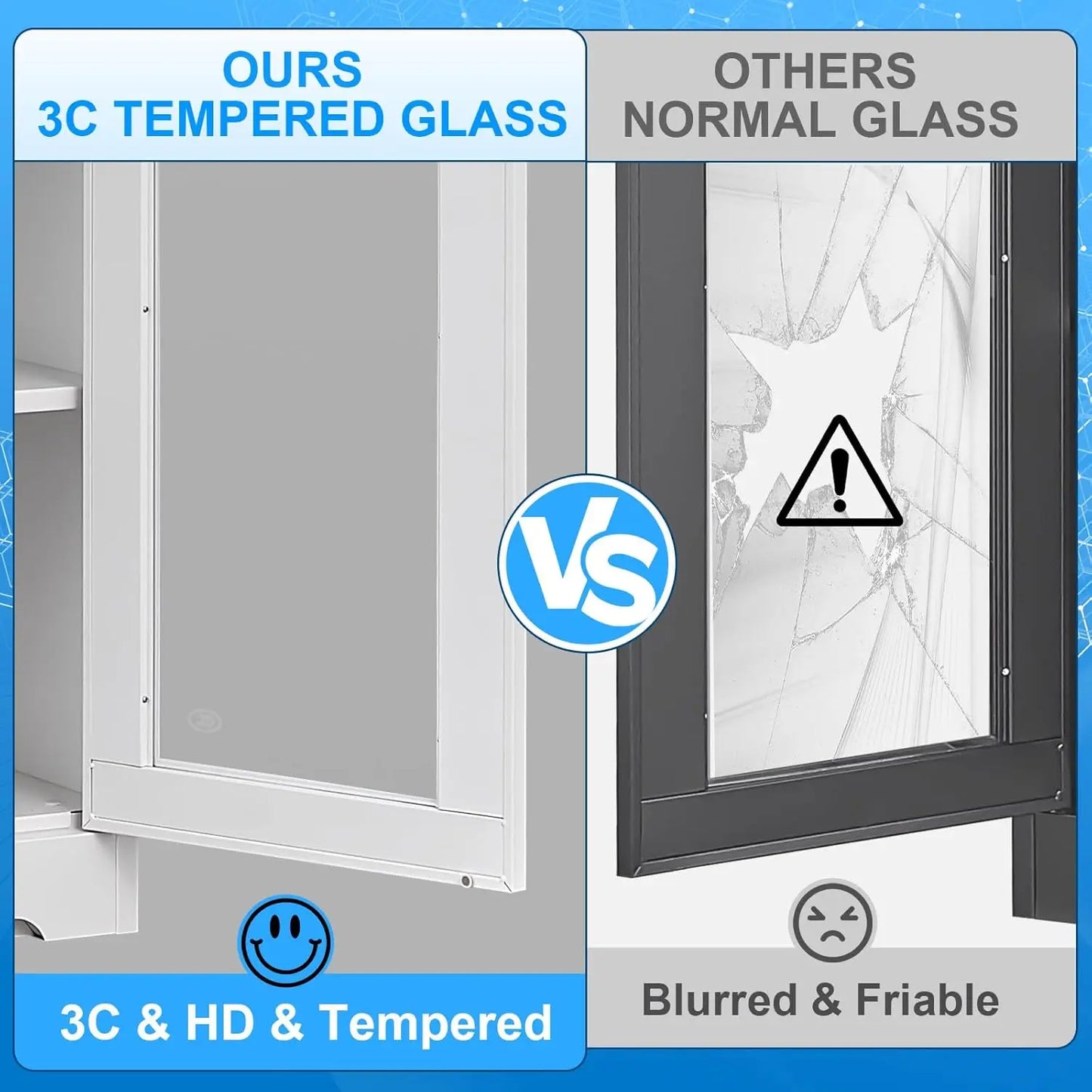 Display Cabinet with Glass Doors, 71'' Tall Curio Cabinets with Lock, Metal Glass Display Case for Collectibles, Customized