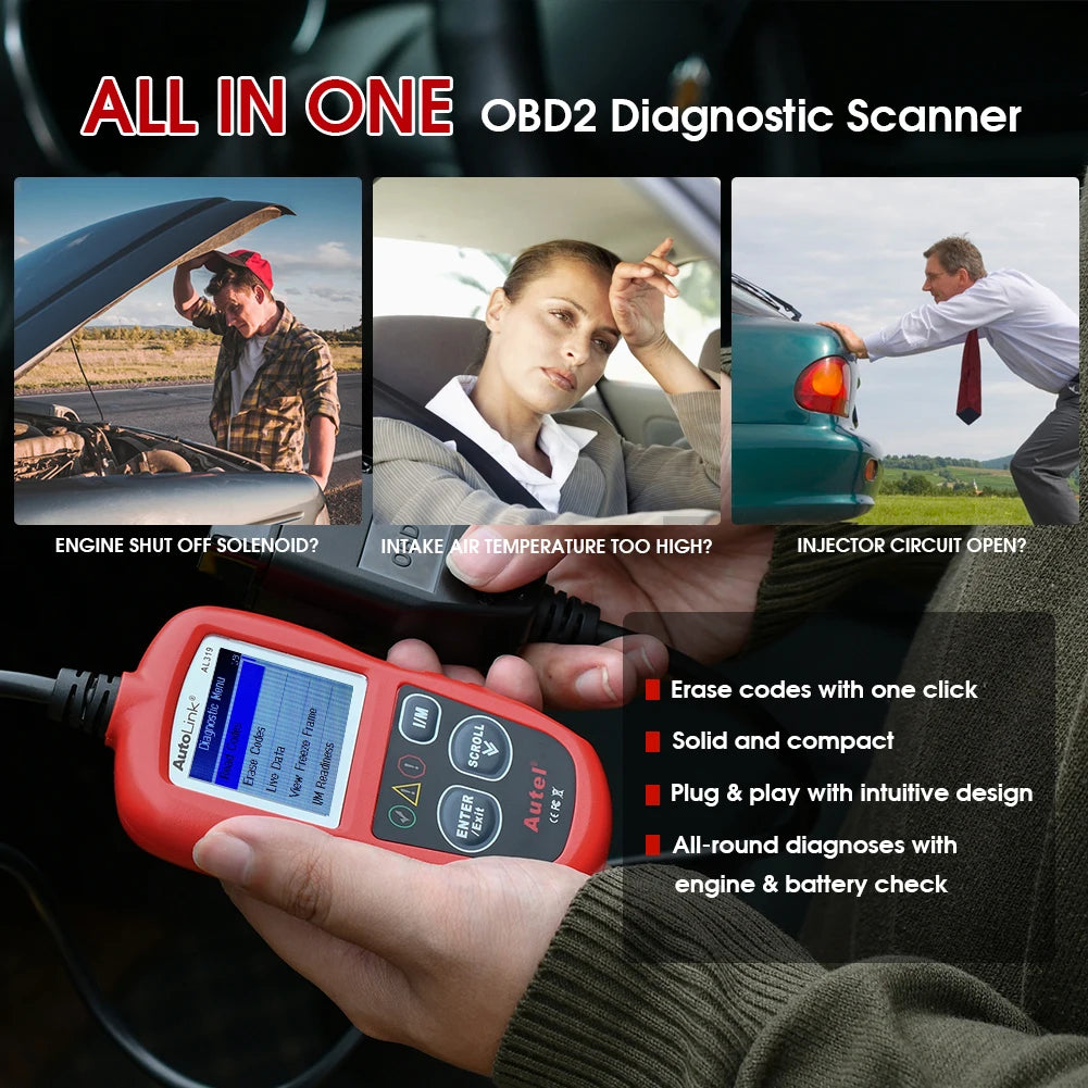 Autel AL319 OBD2 Code Reader Car Diagnostic Tool OBDII Scanner