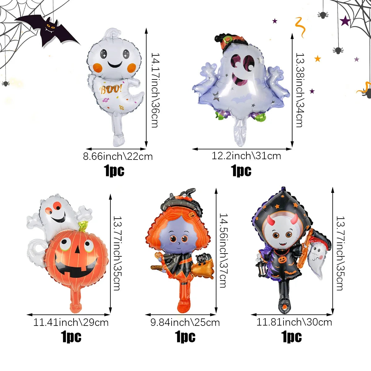 Five Piece Halloween Ghost Balloon Decorations for Party Supplies Ghost Party and Halloween Birthday Celebration
