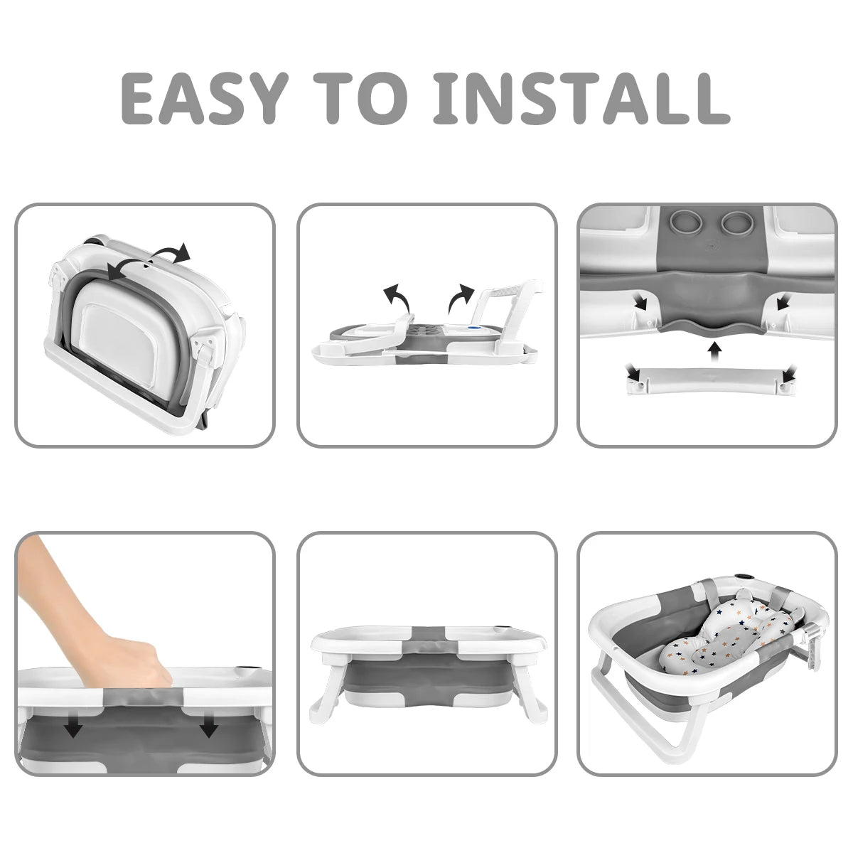 Hign Concerned Foldable Baby Bath Tub With Thermometer