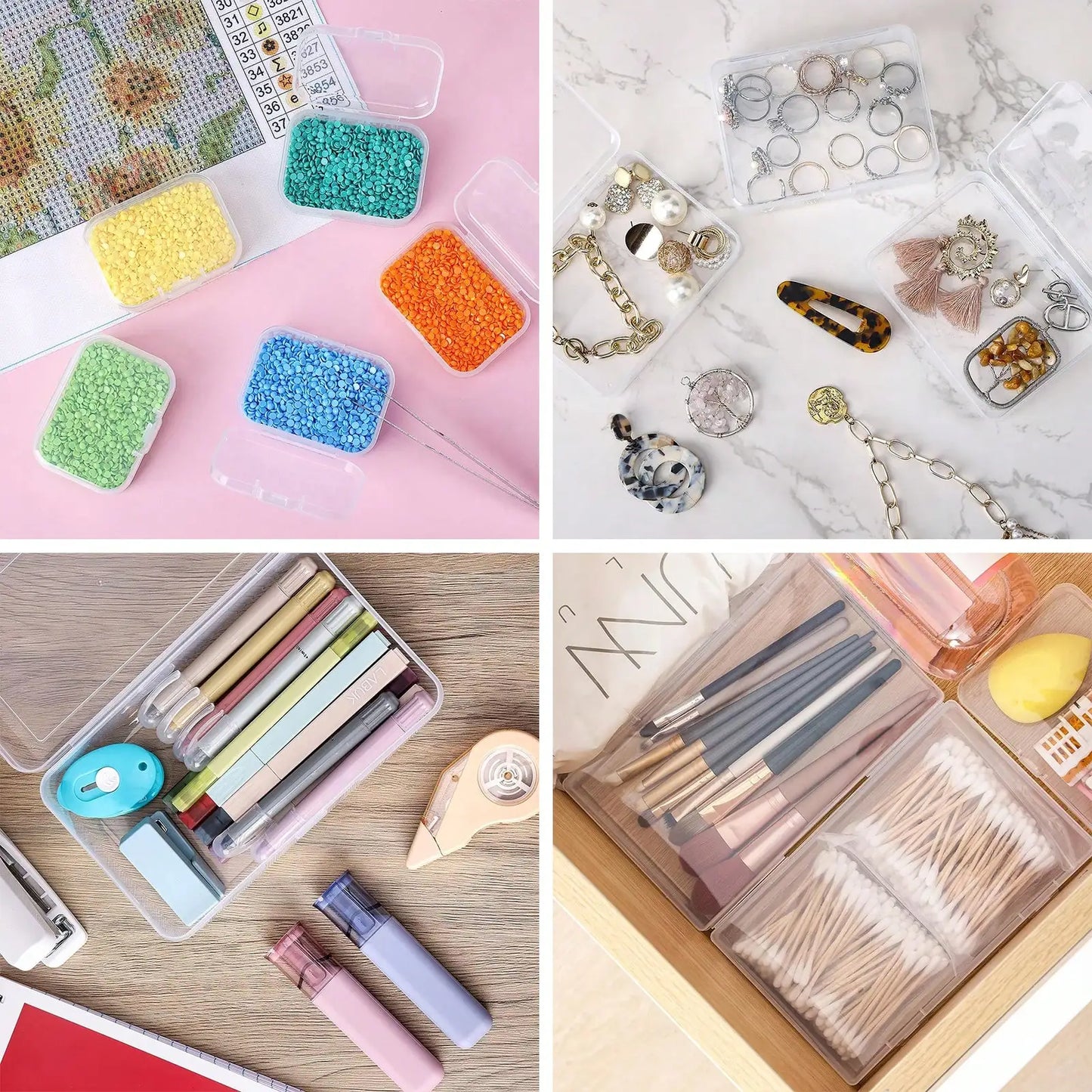 Clear Plastic Storage Boxes With Lids 28 Pack Craft Organizers