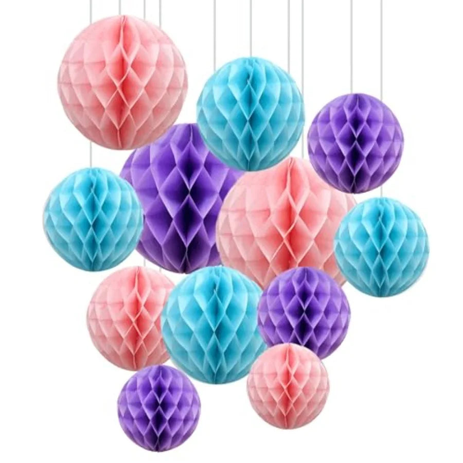 12Pcs 6" 10" Honeycomb Balls Decorations Hanging Tissue Paper Pom Poms for Birthday Wedding Party Decorations, Home Decor