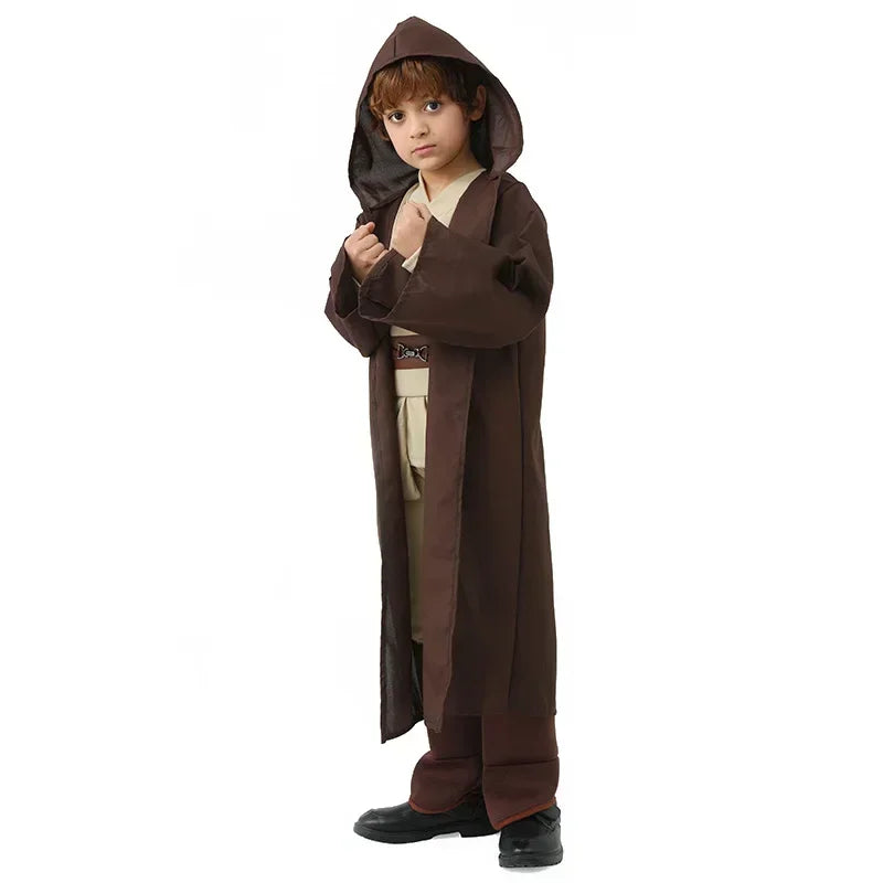 Kids Obi Wan Kenobi Cosplay Star Costume Jedi Robe Cloak legging Suit  Anakin Skywalker  Robe Belt Halloween Carnival Party Suit