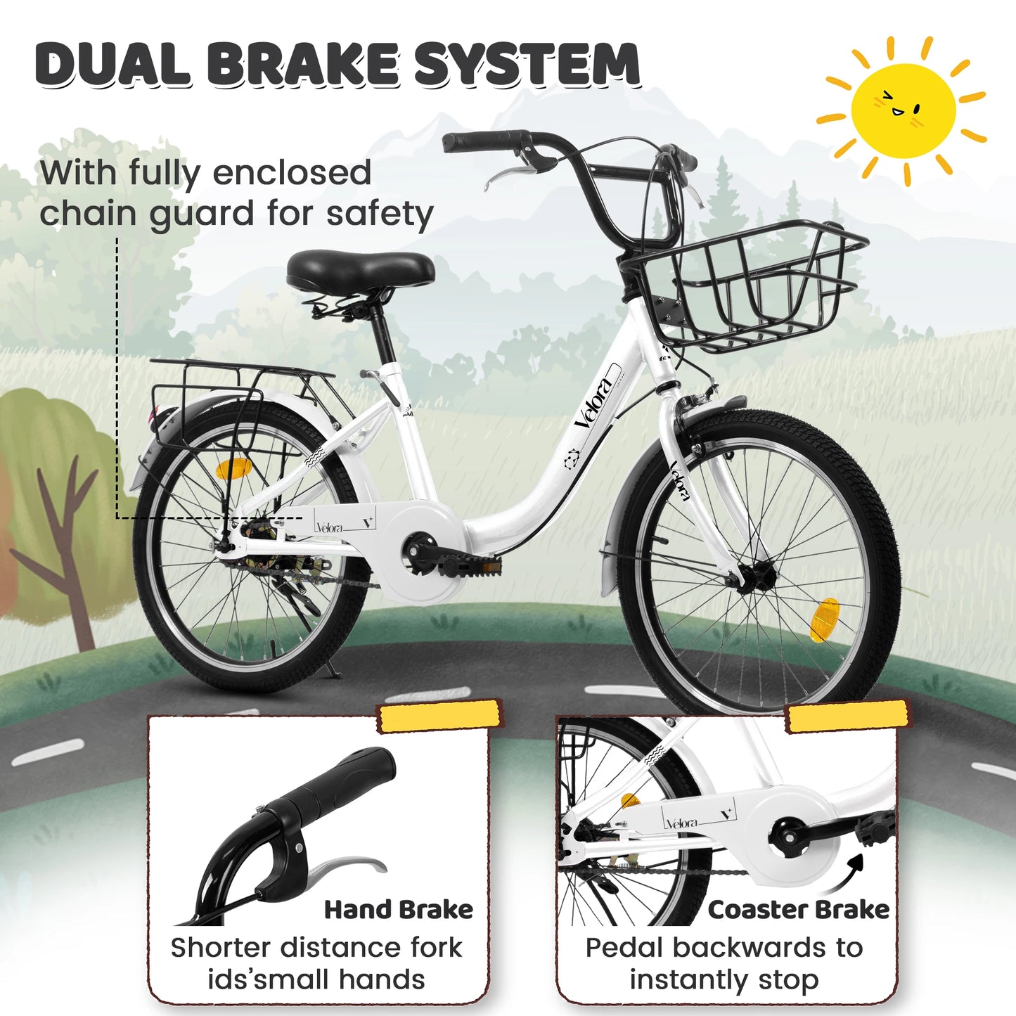 Ecarpat Kids Bike With Basket And Steel Frame For Kids