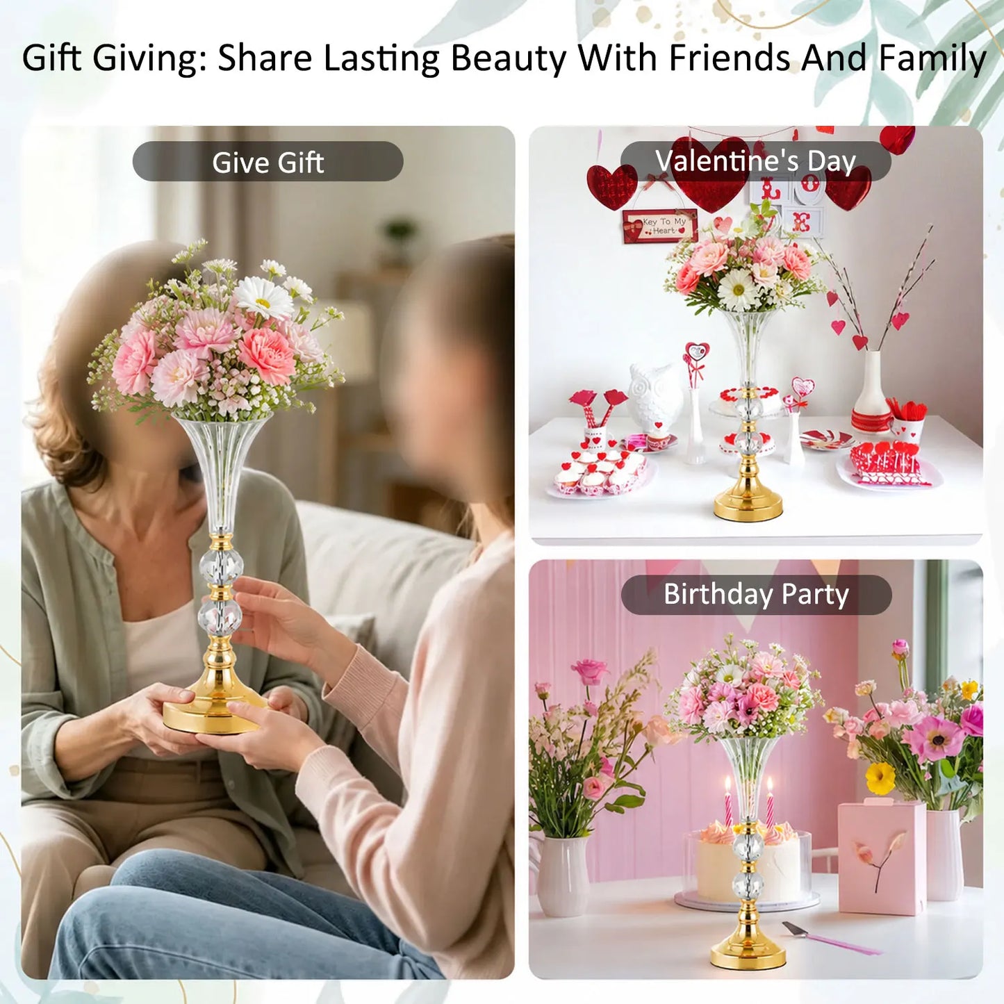 Acrylic Trumpet Vase Elegant Floral Centerpiece for Wedding Reception