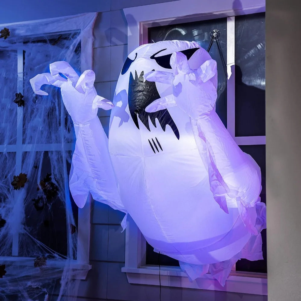 4.5 FT Halloween Inflatable Scary Flying Ghost Broke Out from Window Inflatable with Build-in LED Blow Up Ghost for Halloween Party Indoor, Outdoor, Yard, Garden, Lawn Decoration