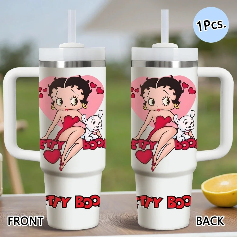 Betty Boop Stainless Steel Vacuum Insulated Travel Tumbler With Straw