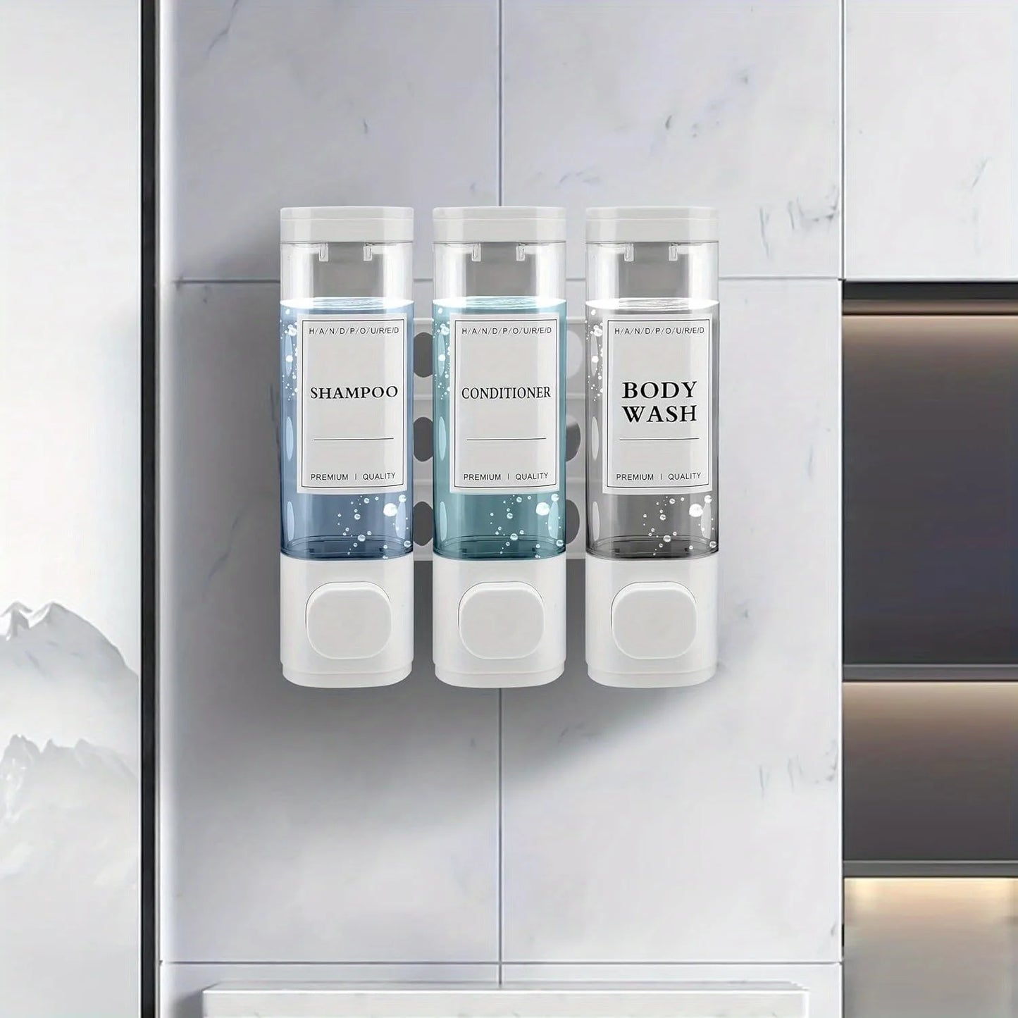 Wall Mounted 3 In 1 Shampoo And Conditioner Dispenser