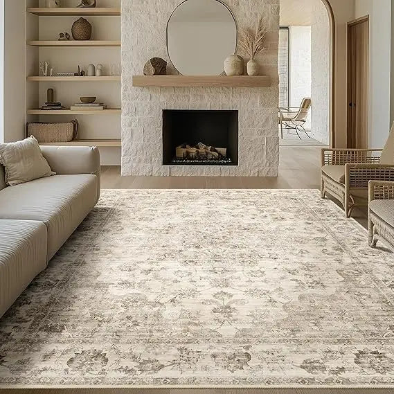 Floral Area Rug Washable Non Slip Low Pile For Living Room