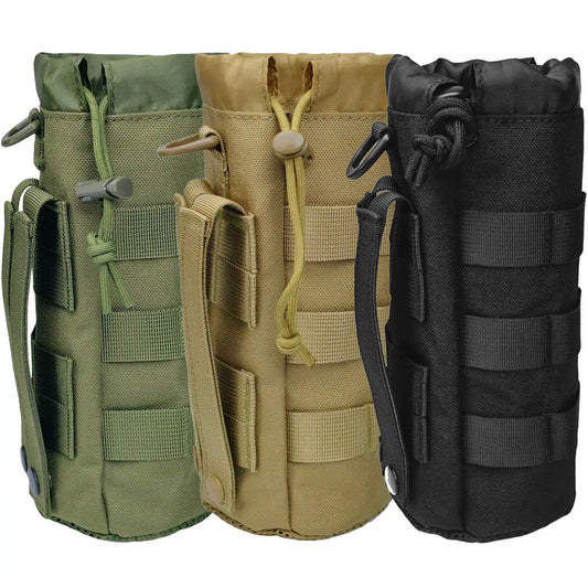Molle Water Bottle Pouch Tactical Backpack Accessory Drawstring Mesh Bottom