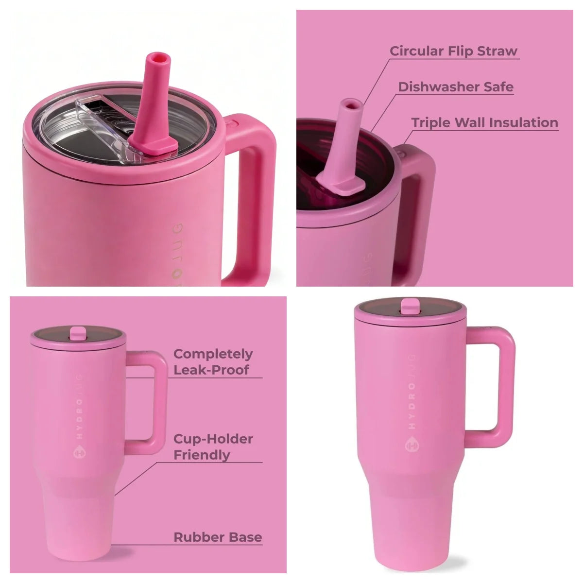 Insulated Stainless Steel Travel Water Bottle With Flip Straw And Handle