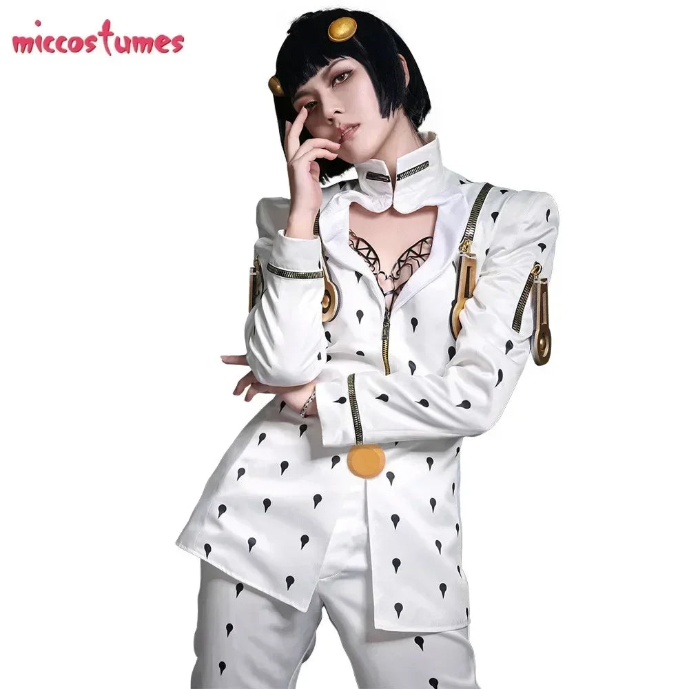 Miccostumes Mens Golden Wind Bruno Cosplay Costume Top And Pants Full Set For Halloween