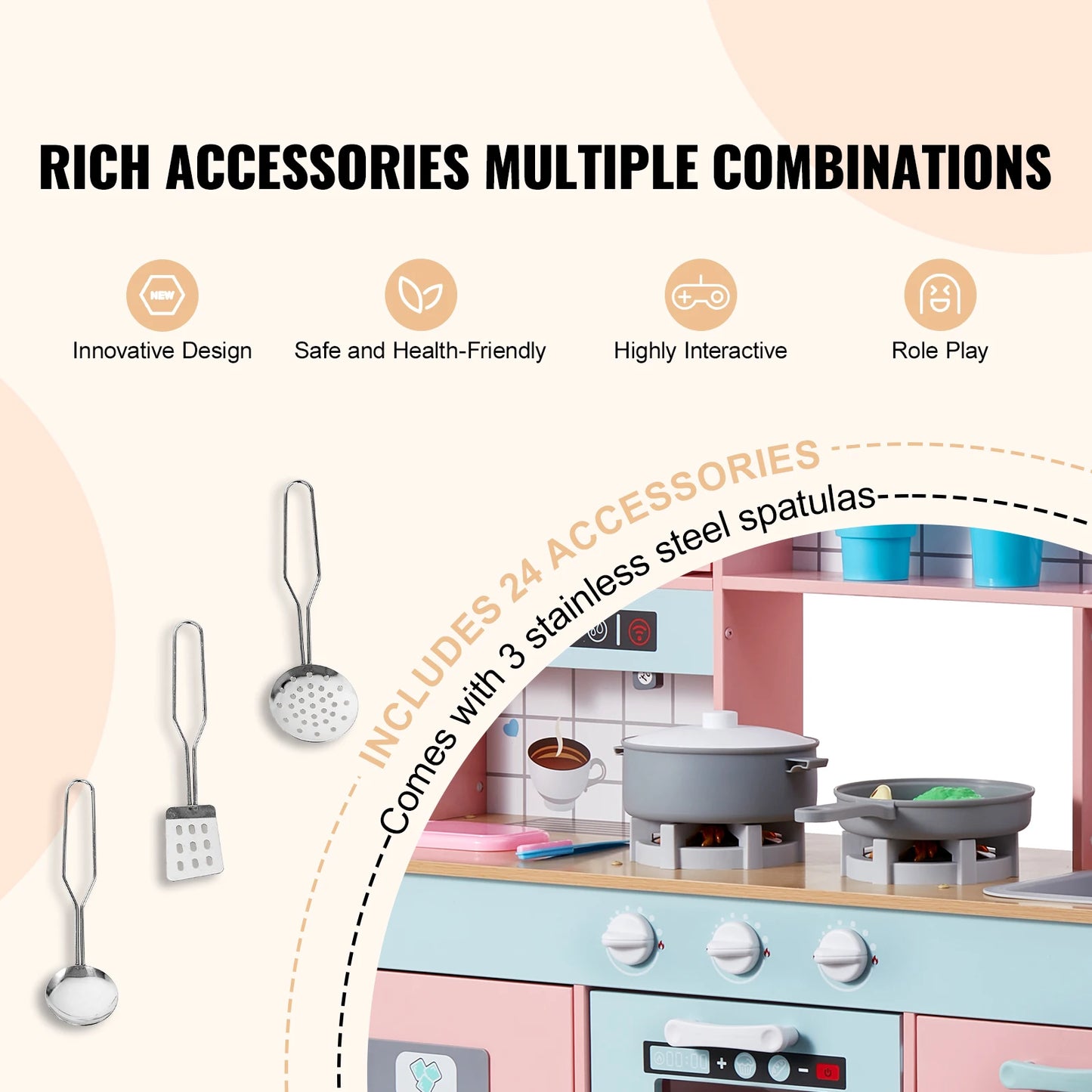 SucceBuy Pretend Play Cooking Toy For Kids Chef Playset