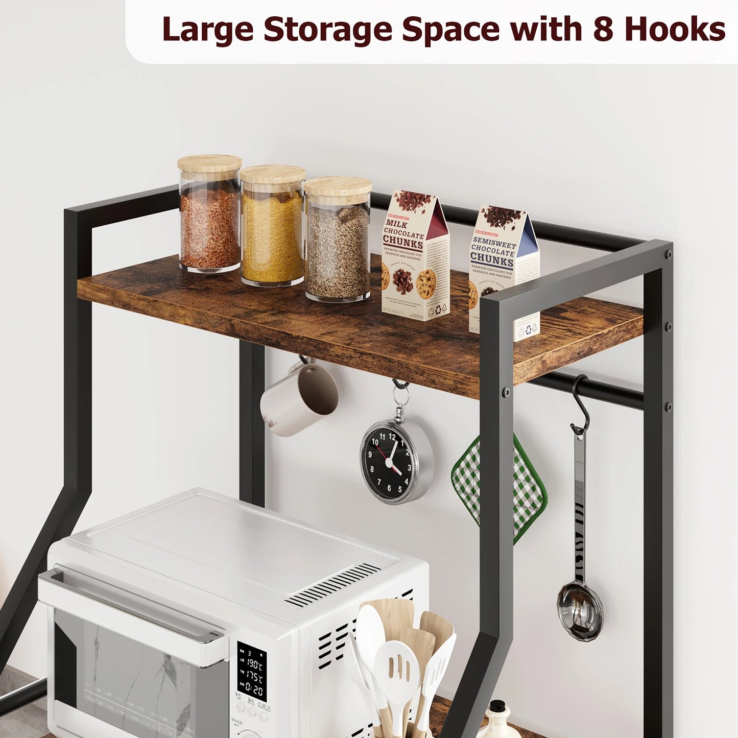 Twister.CK Kitchen Bakers Rack With Microwave Stand 4 Tier Storage
