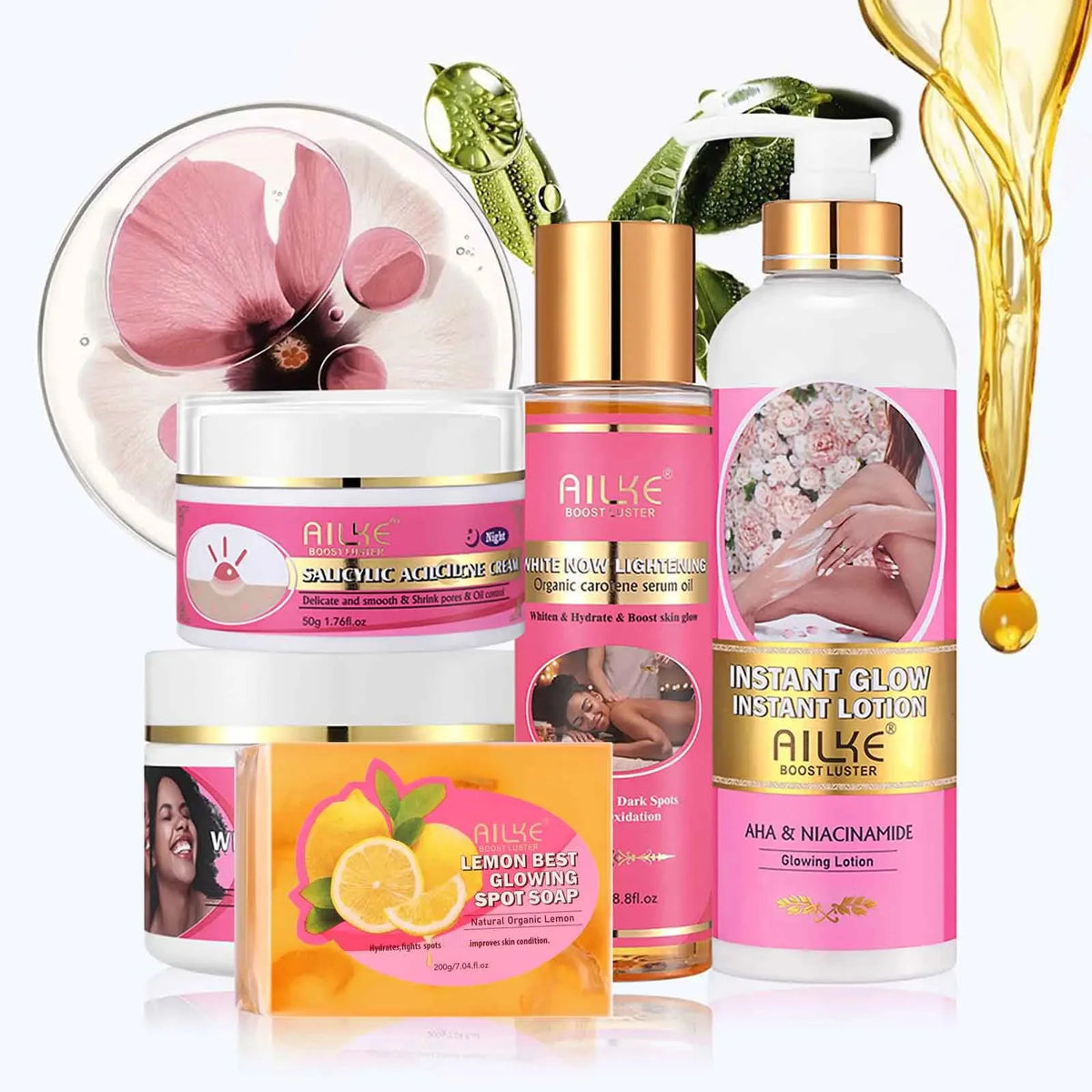 AILKE AHA Brightening Skincare Set for Dark Spots and Acne