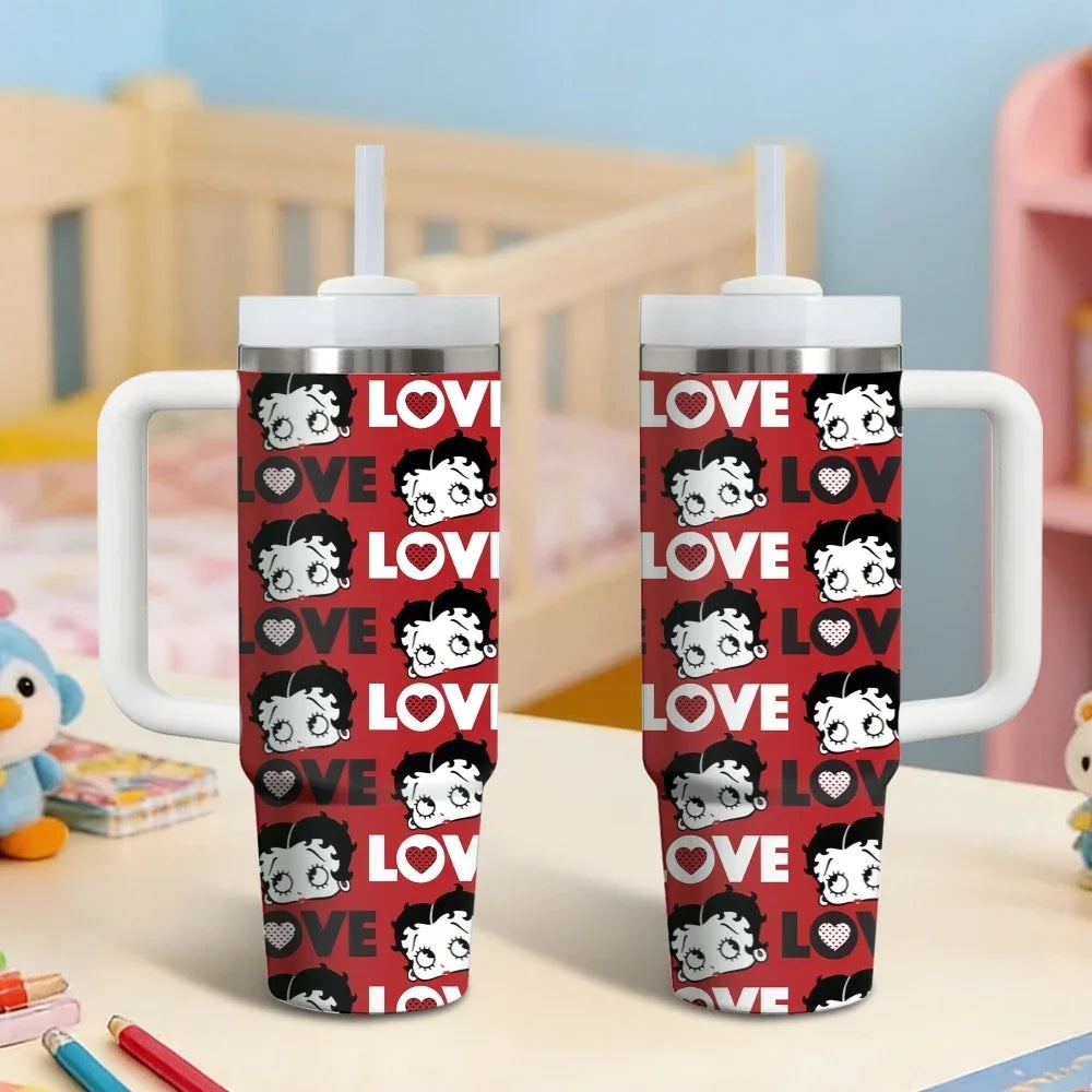 Insulated Stainless Steel Tumbler With Handle And Straw Travel Mug