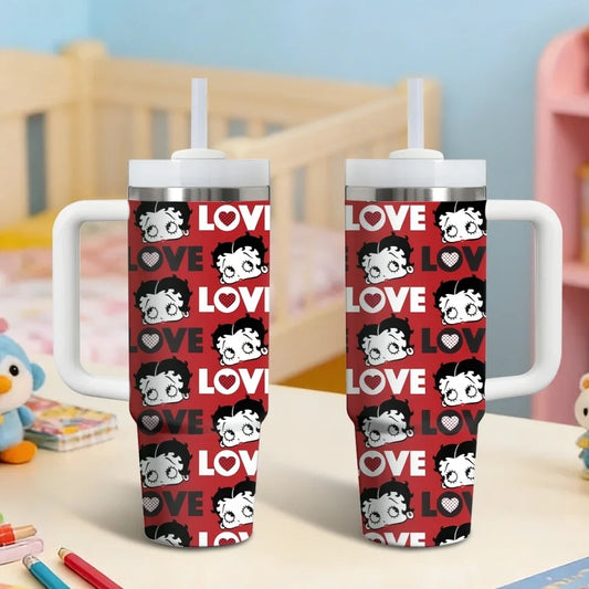 Insulated Stainless Steel Tumbler With Handle And Straw Travel Mug