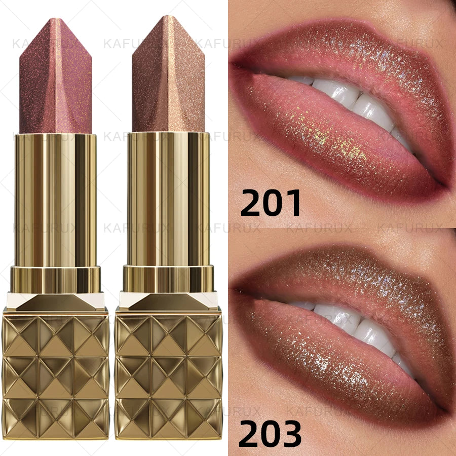 2pcs Glitter Shiny Metallic Two Tone Lipstick Matte Sexy Red Pearlescent Lip Tint,Long Lasting Lip Senior Lip Korean Makeup Gifts Lip Gloss Cosmetic  Beauty